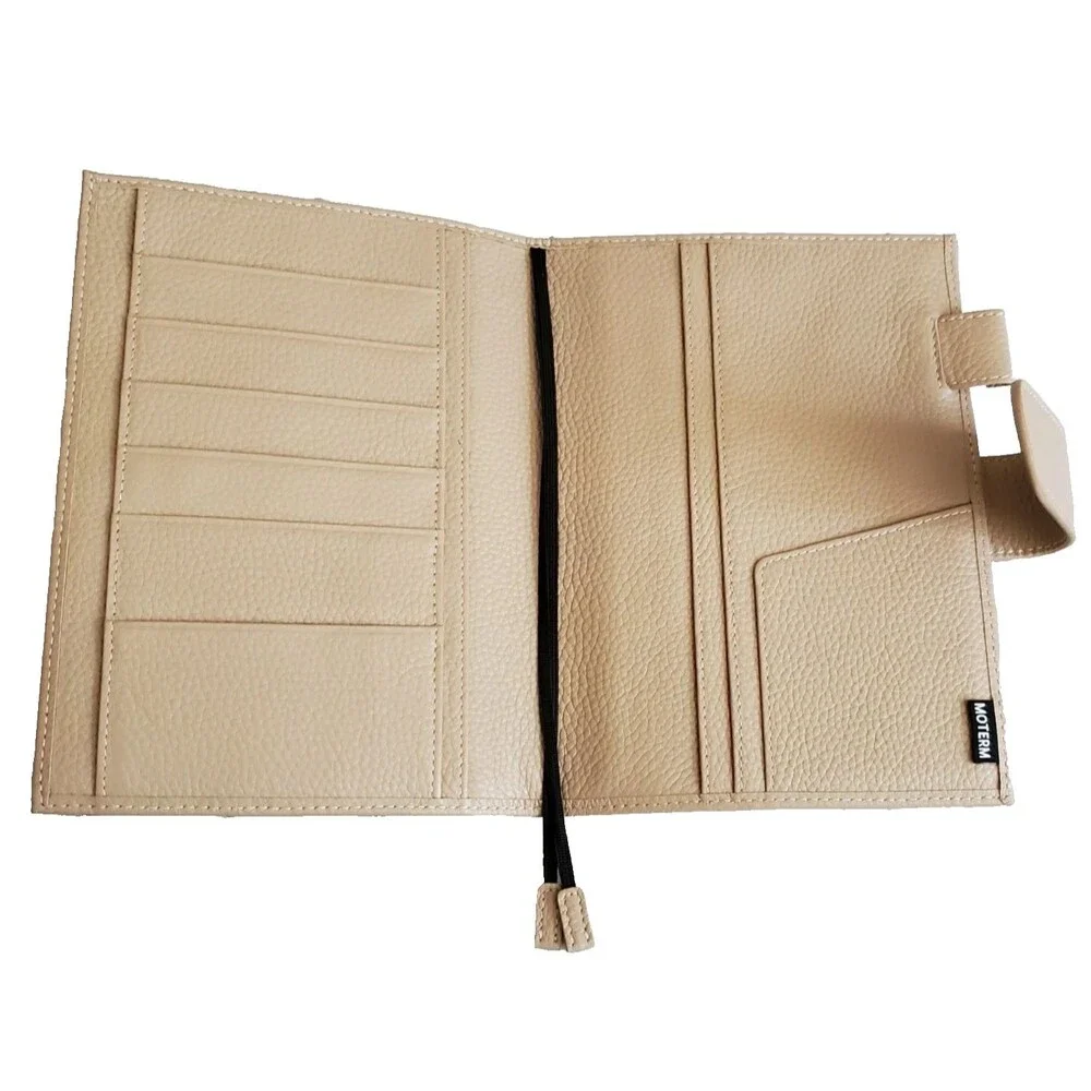 Moterm Leather Cover Stalogy B6 Back Pocket Pen Loop & Card Slots Pebbled-Taupe